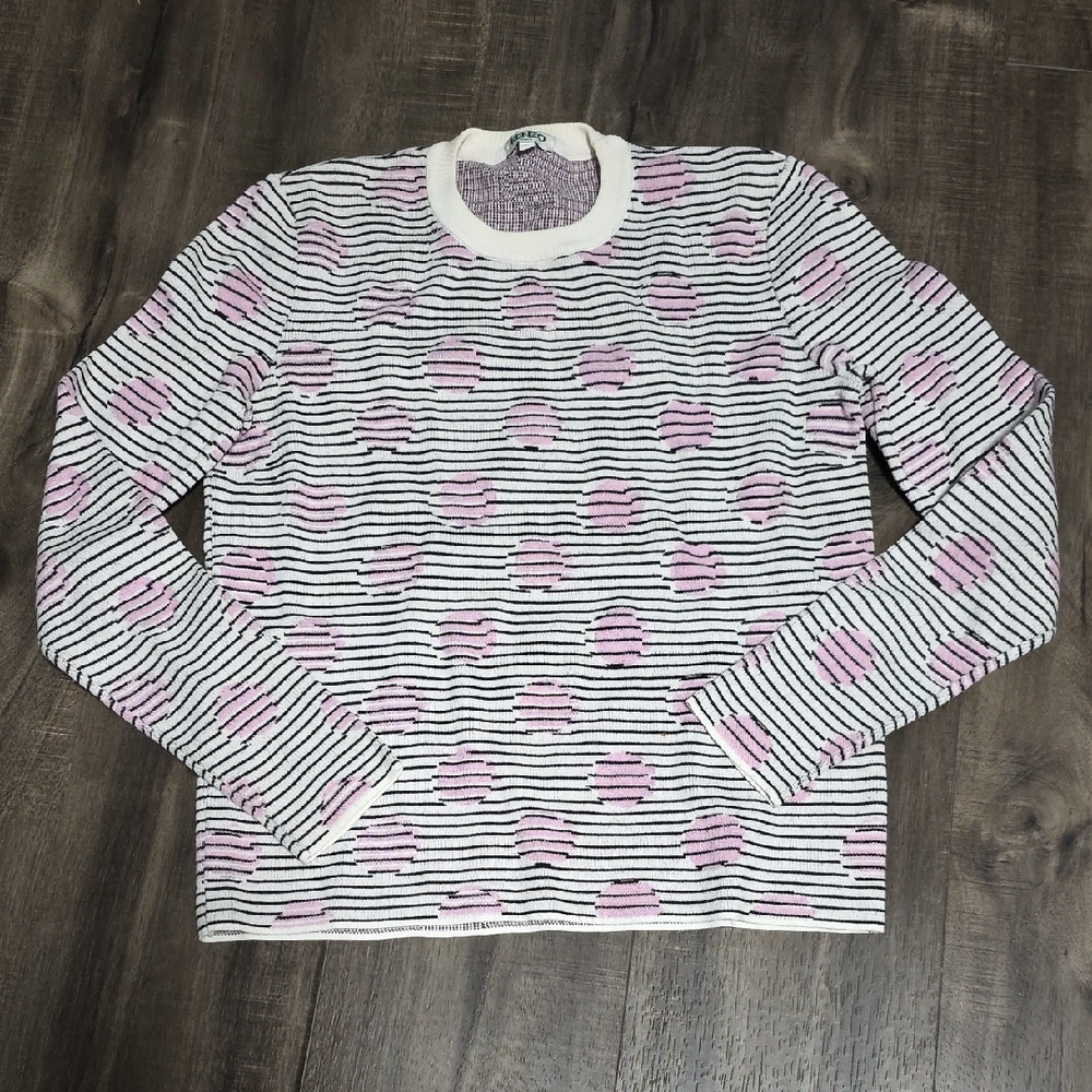 Kenzo Pink and White Striped Sweater